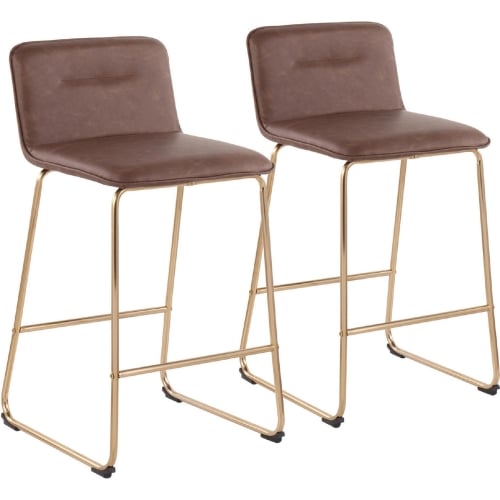 Casper 26" Counter Stool in Espresso Leatherette & Gold Metal (Set of 2)